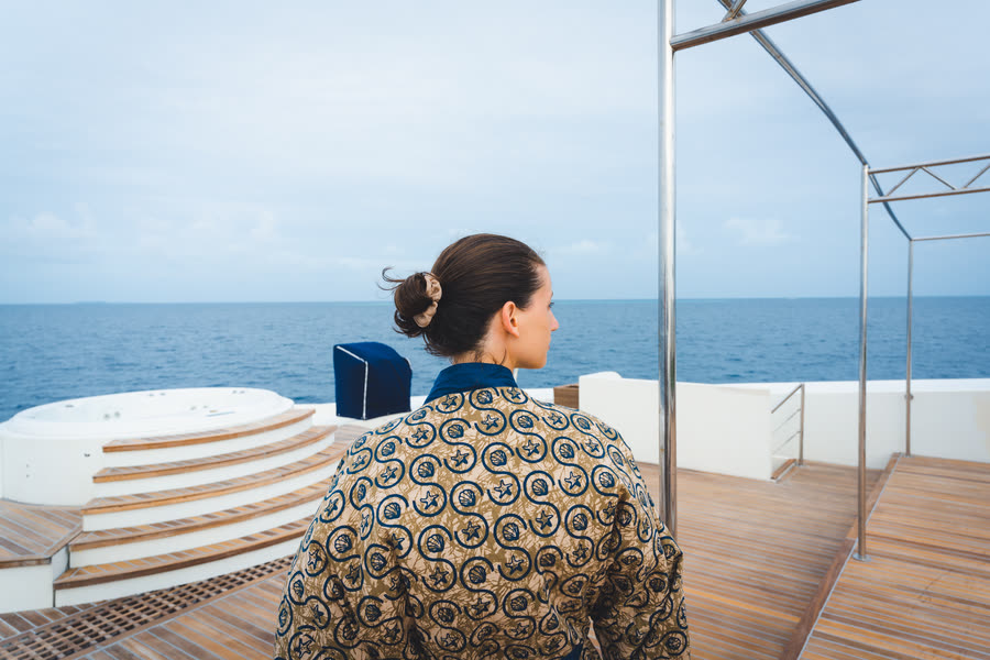 Out of the water, into a robe