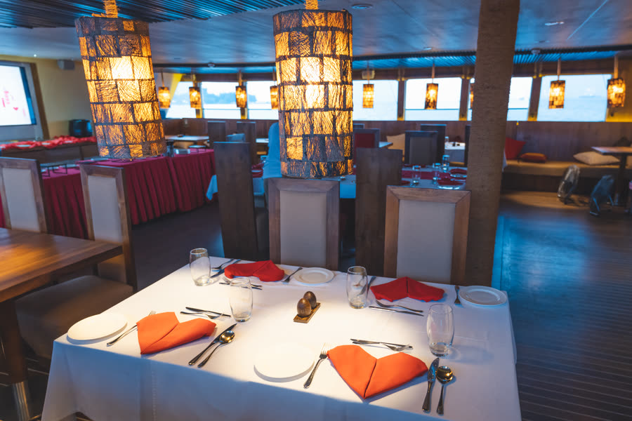 The saloon laid for dinner