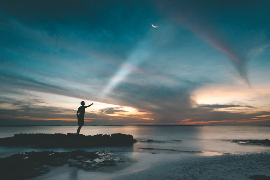 Low tide at the reef edge, last light